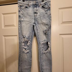 American Eagle Jeans Sz 8 Hi Rise Distressed Next Level Super Stretch